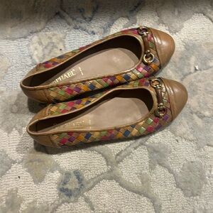 Genuine leather woven flats